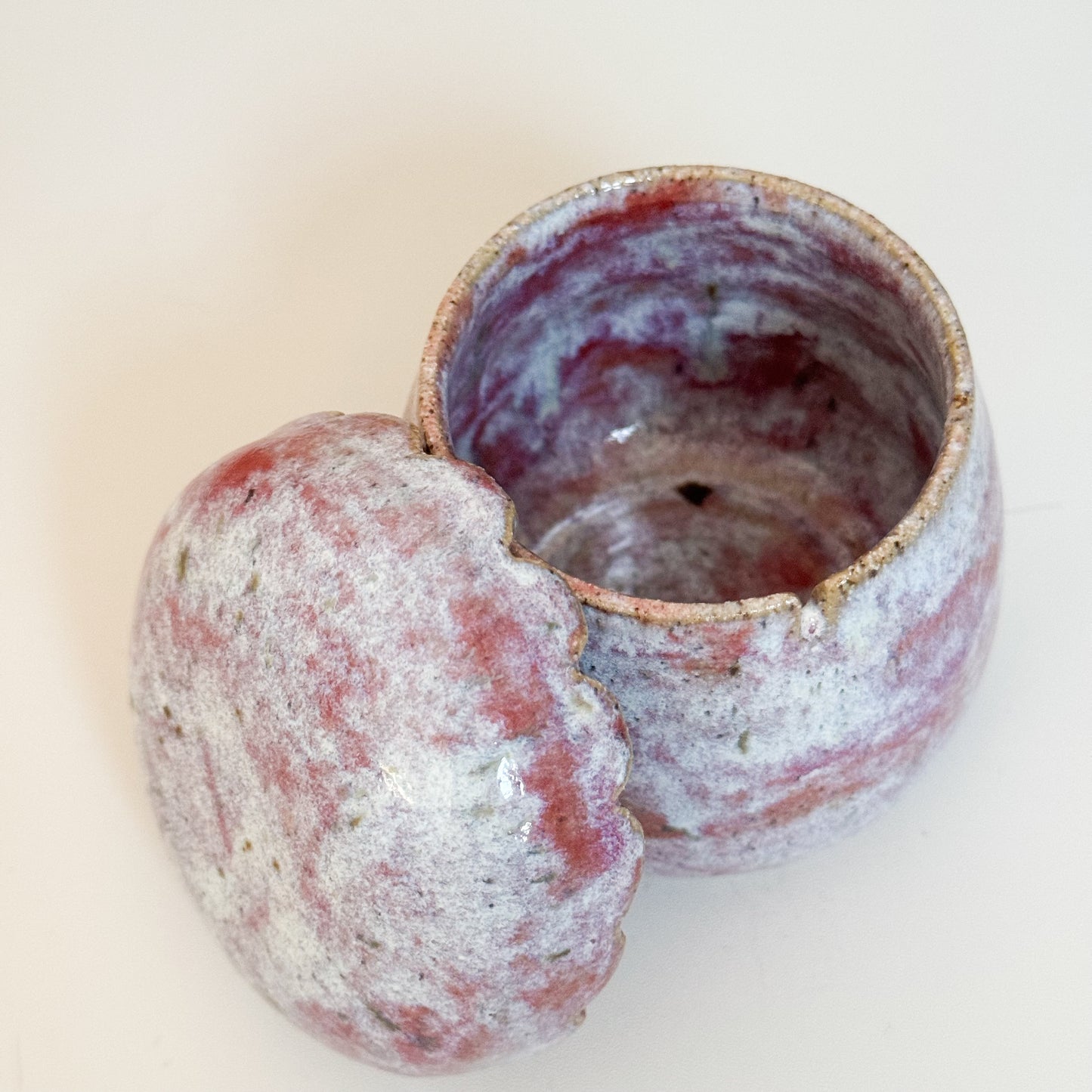 Lidded Tea Cup in Misty Red